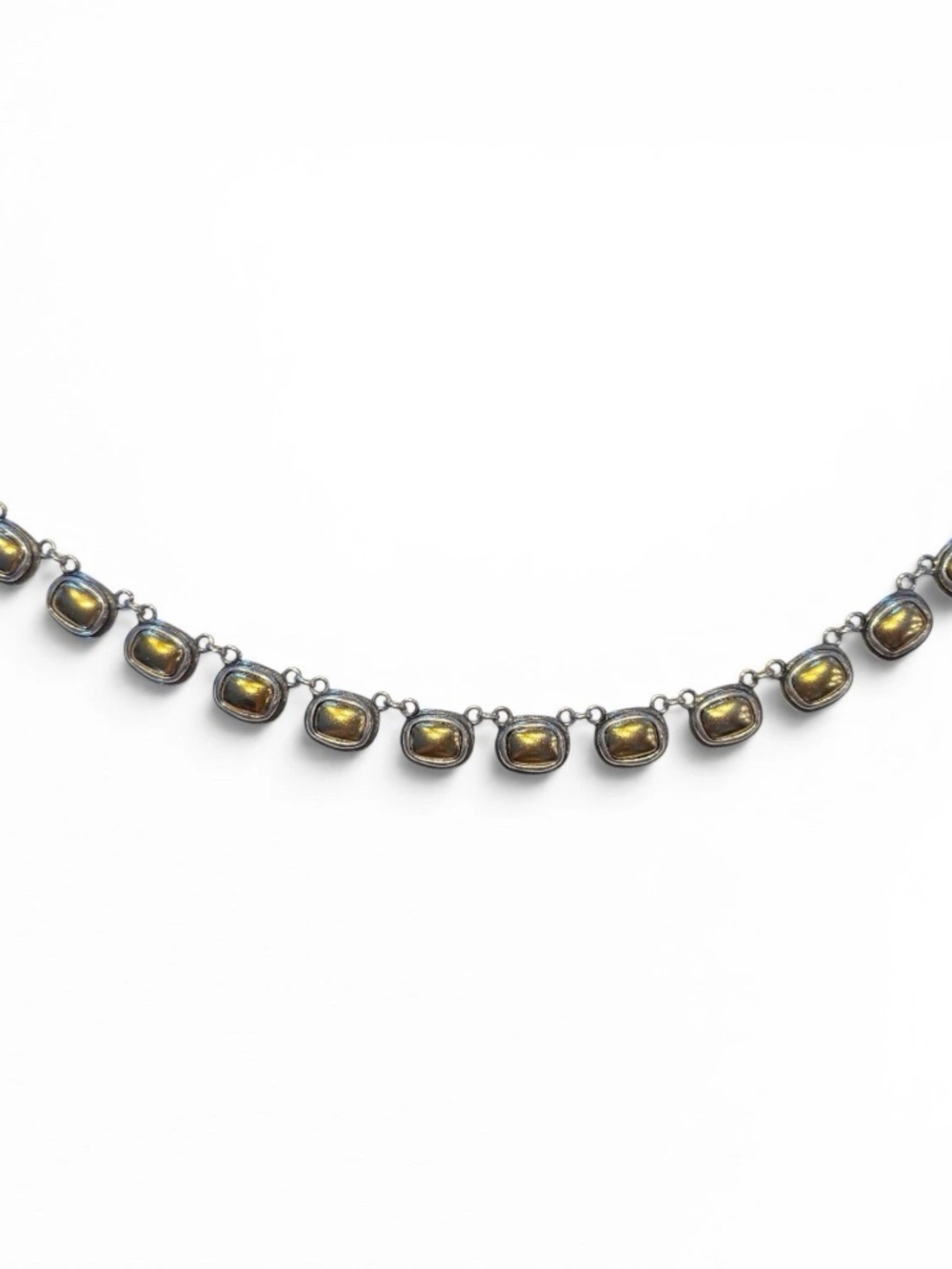 UBU Paris Stamped Silver/Gold Tone Link Necklace